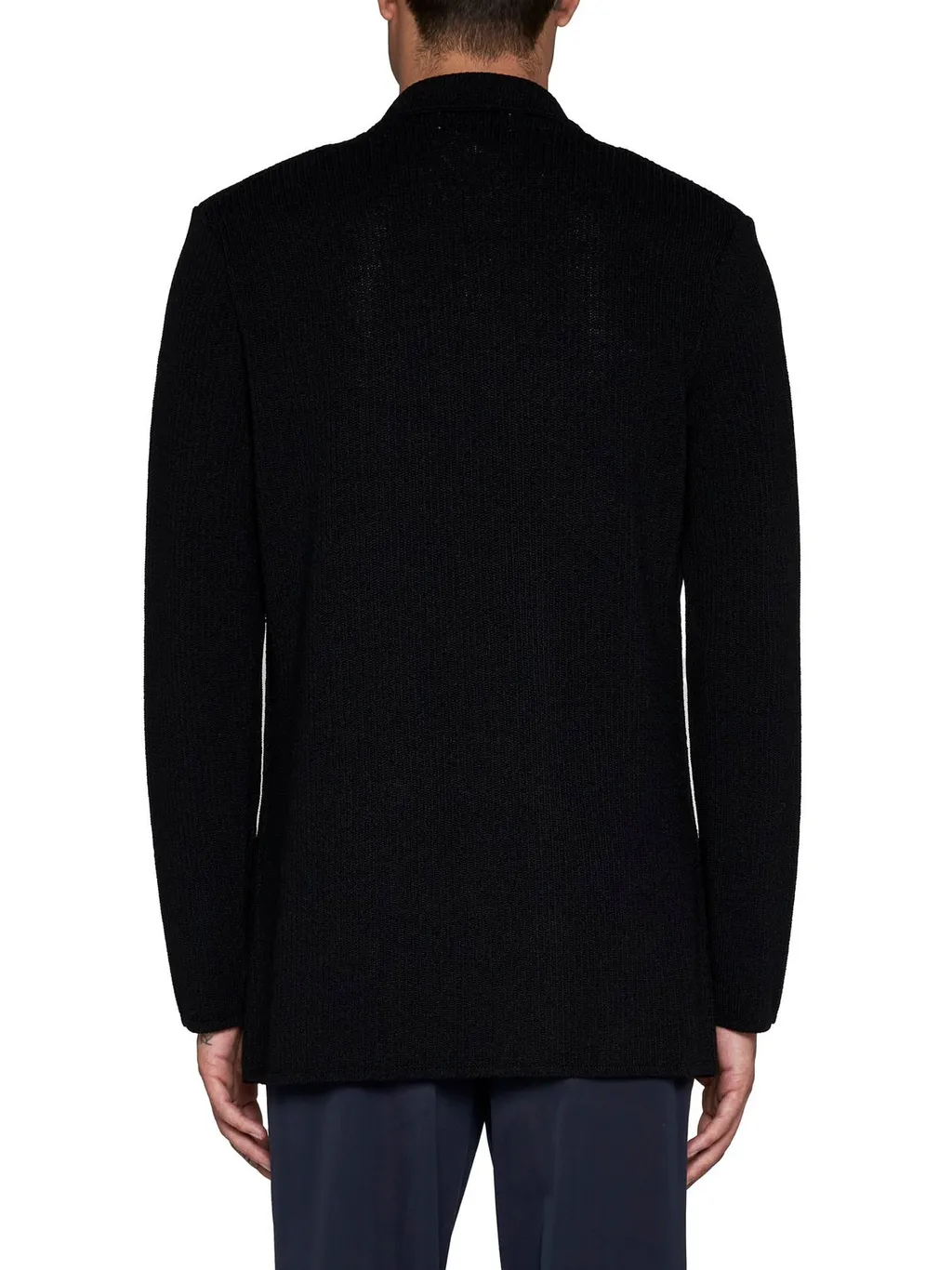 Lardini Brooch Detailed Knitted Double-Breasted Blazer