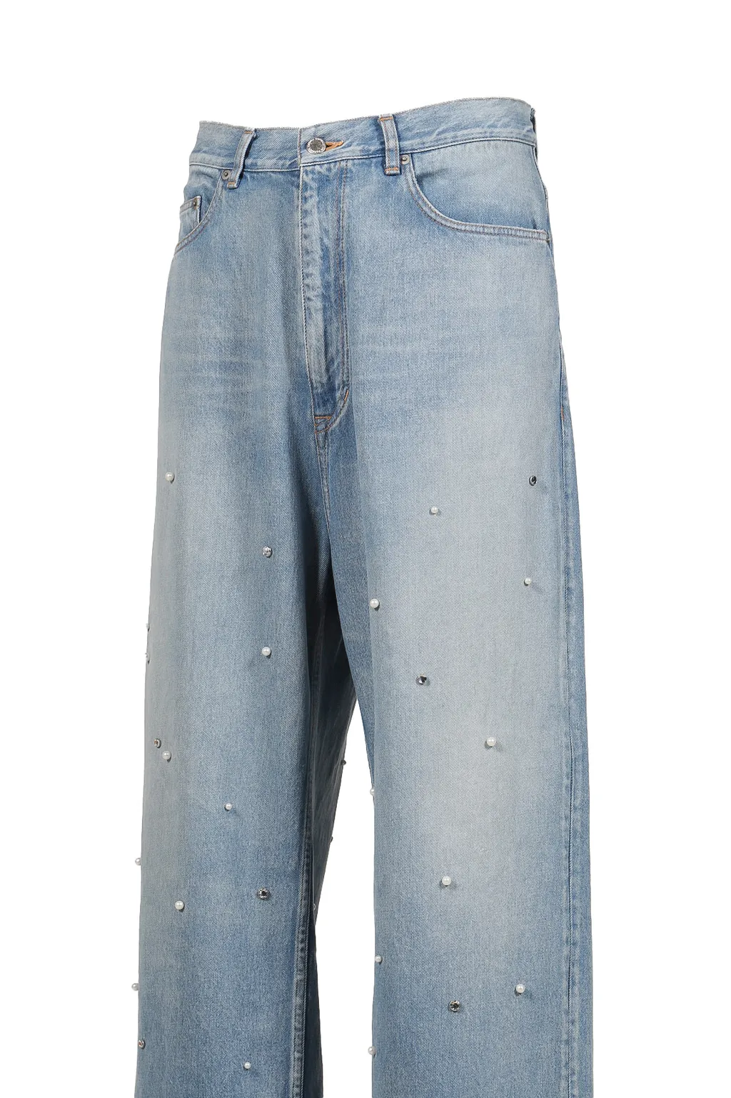 Bijou Studded Baggy Jean Trousers /Blu
