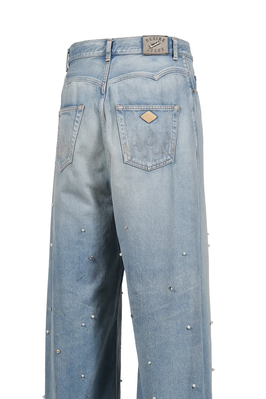 Bijou Studded Baggy Jean Trousers /Blu