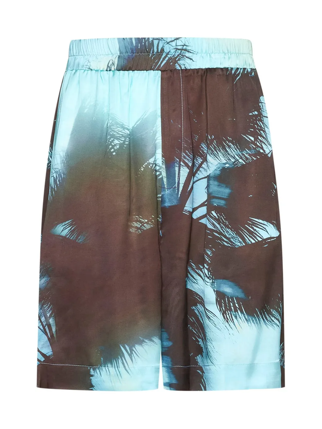 Laneus Palm Tree-Printed Wide-Leg Shorts