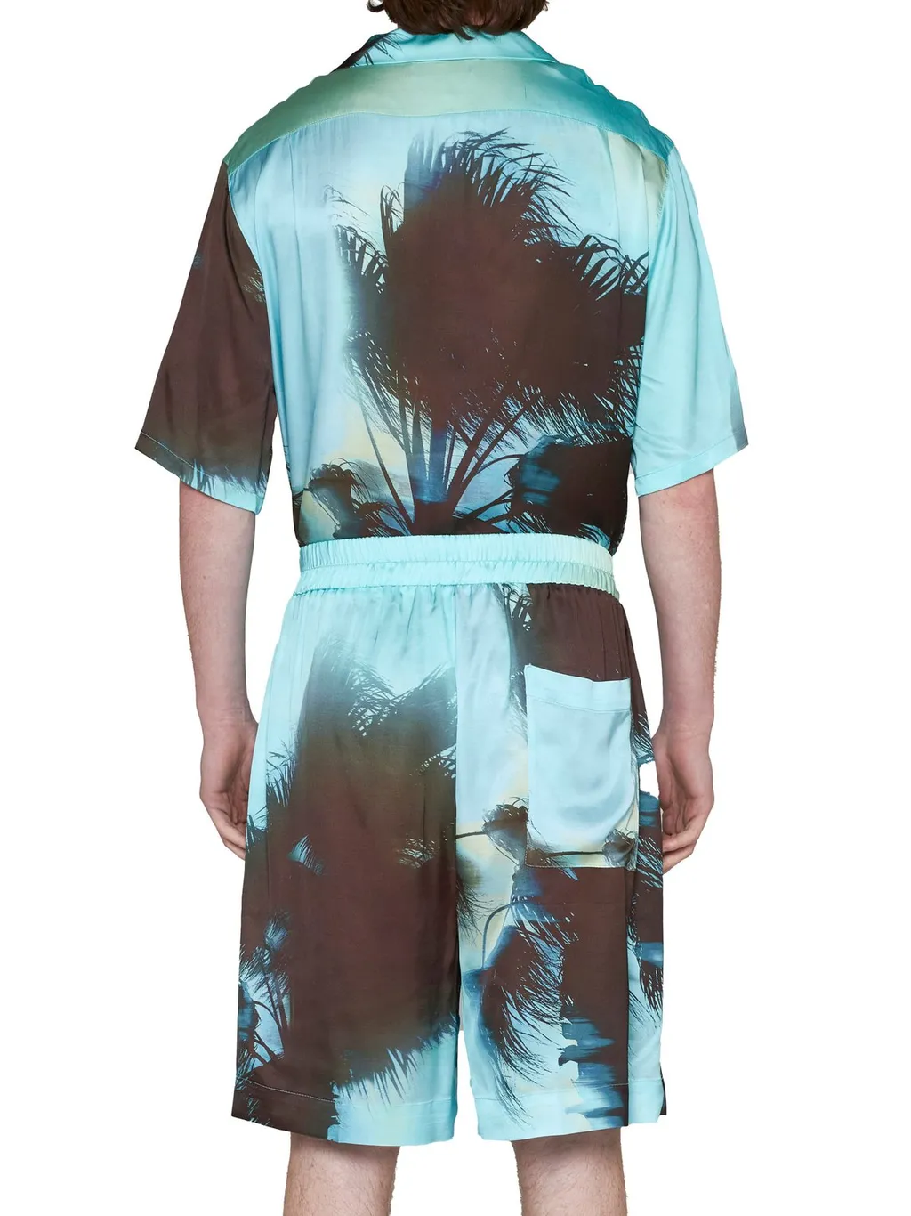 Laneus Palm Tree-Printed Wide-Leg Shorts