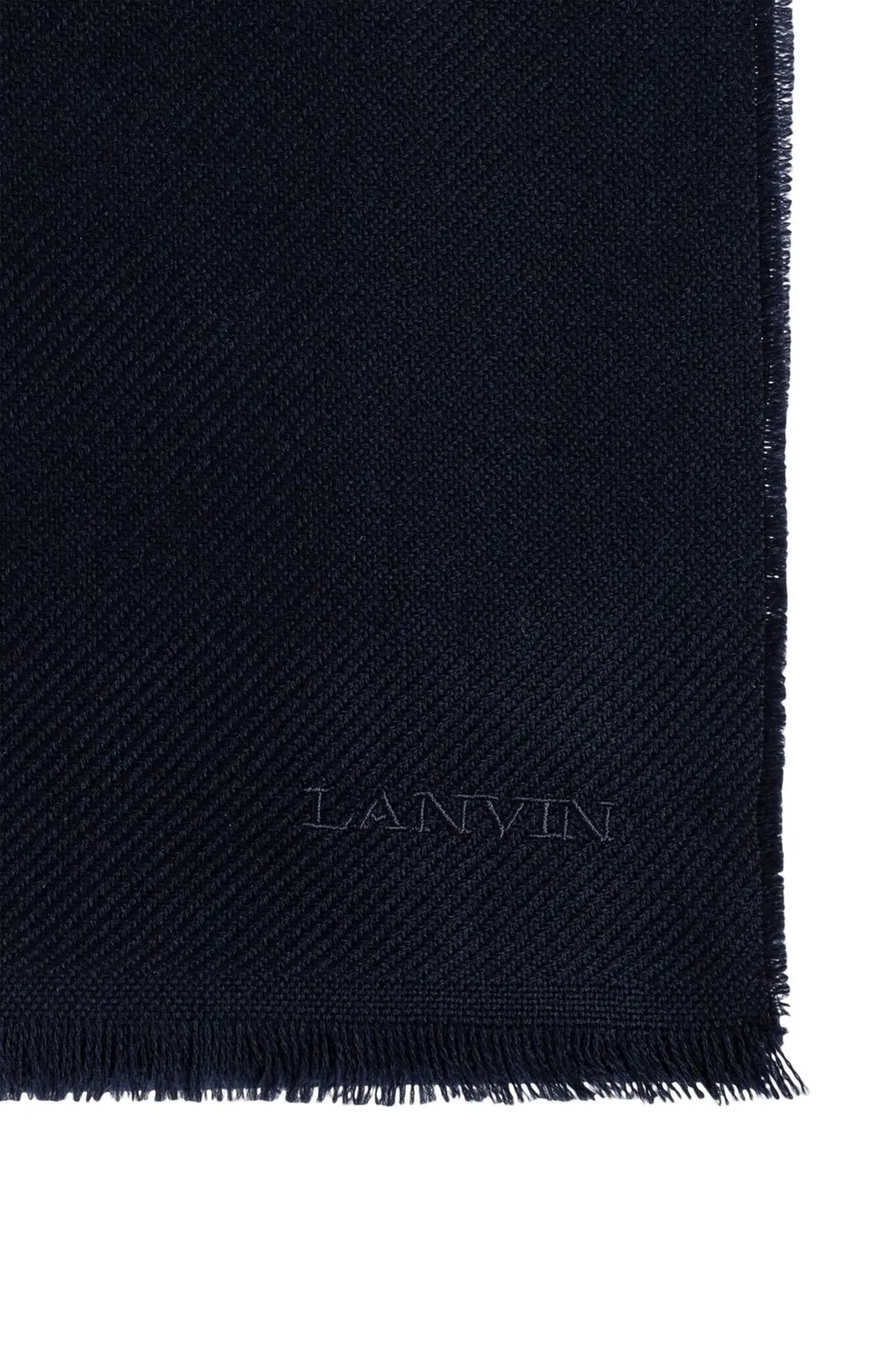Lanvin Logo Embroidered Fringed Scarf