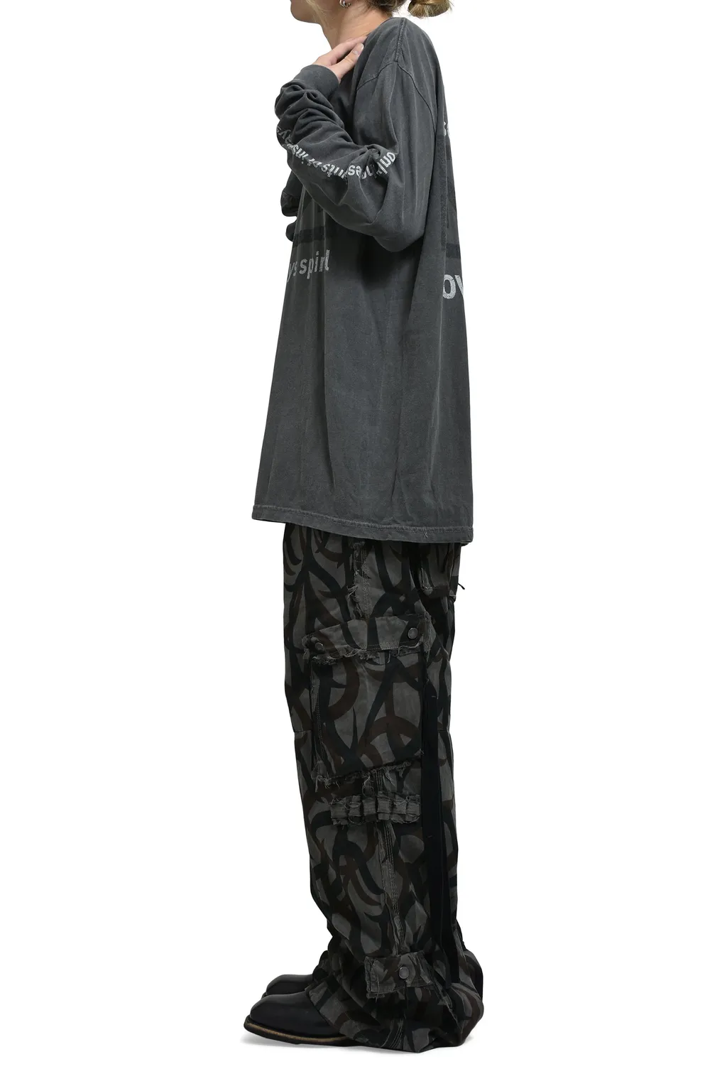Tribal Camouflage Slash Seam Hbt Cargo / Blk