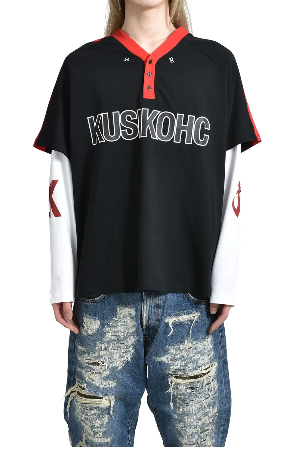 Baseball Longsleeve Polo / Blk