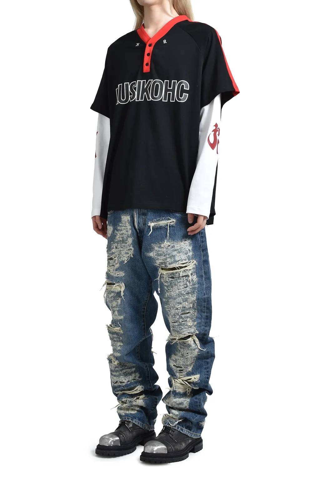 Baseball Longsleeve Polo / Blk