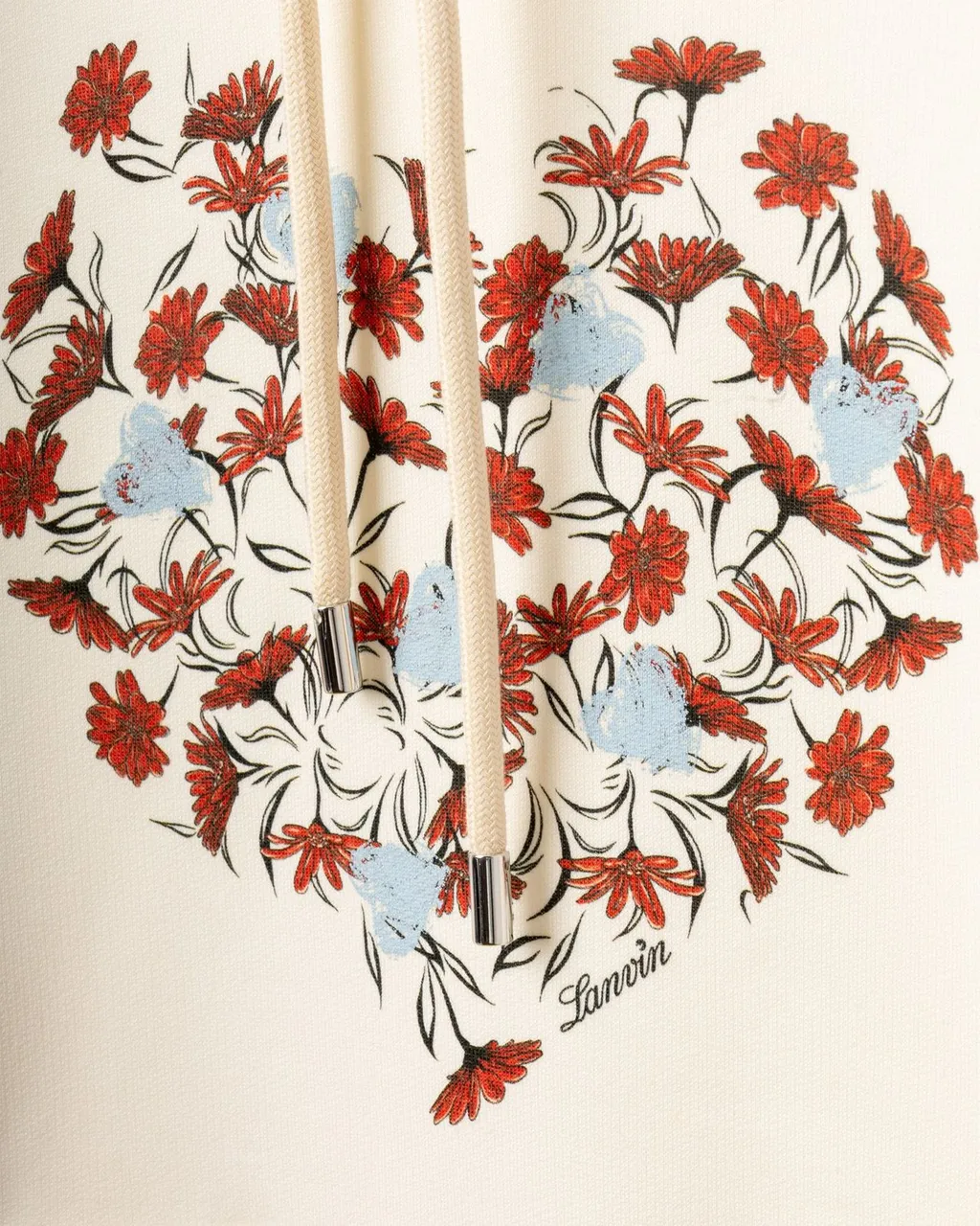 Lanvin Floral-Print Drawstring Hoodie