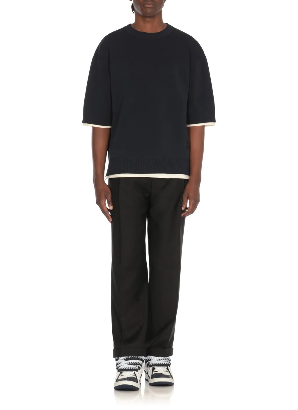 Lanvin Contrasting-Trim Zip Detailed T-Shirt