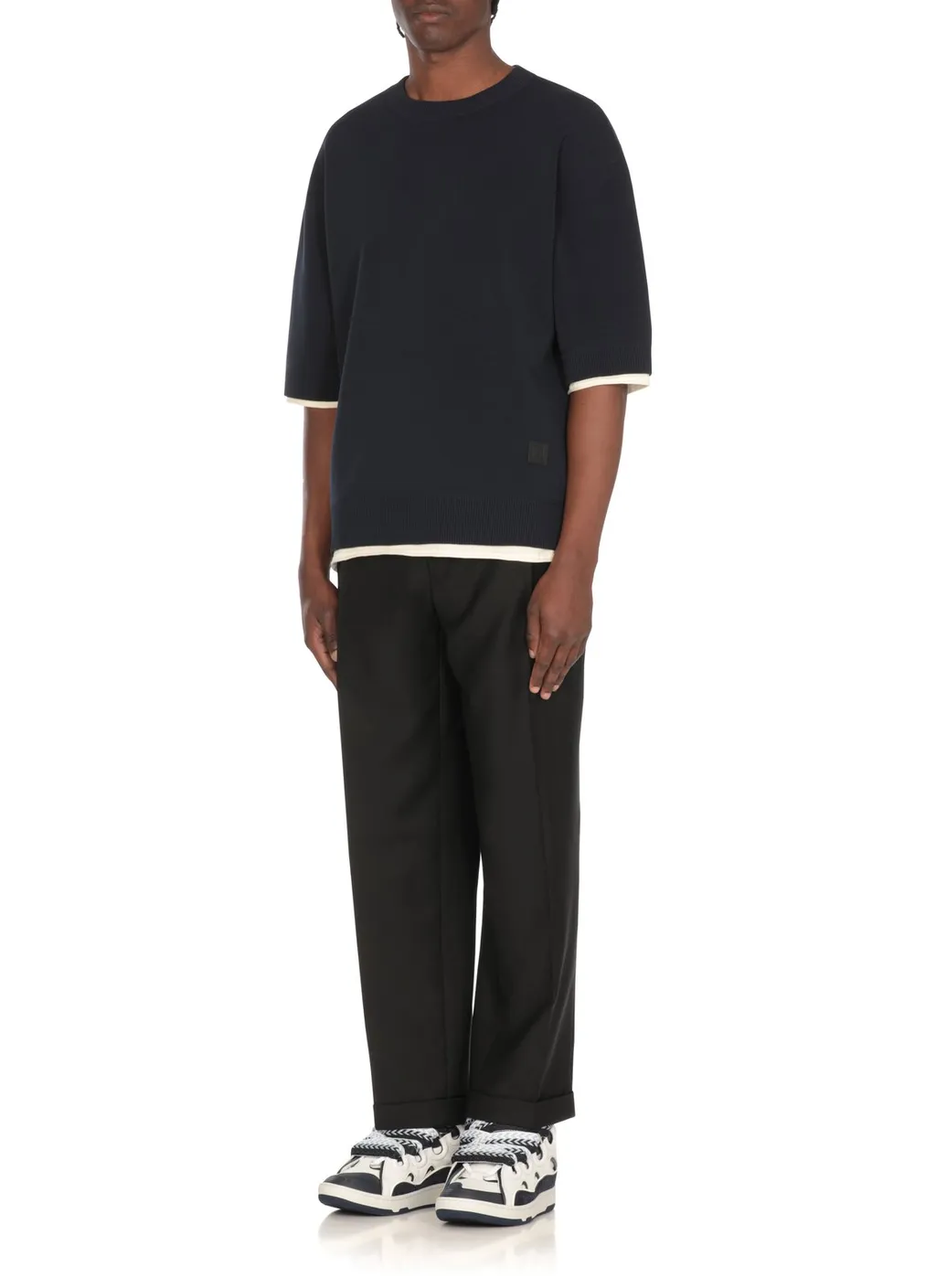 Lanvin Contrasting-Trim Zip Detailed T-Shirt