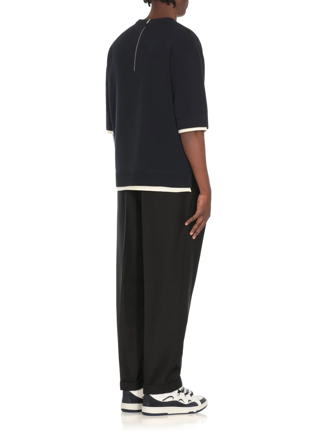 Lanvin Contrasting-Trim Zip Detailed T-Shirt