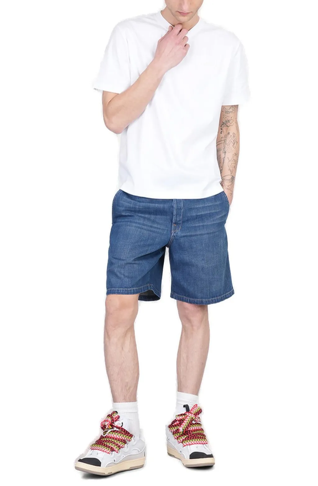 Lanvin Logo Patch Denim Shorts