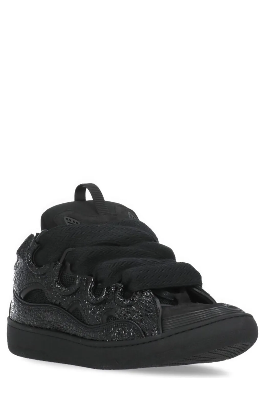 Lanvin Curb Grain Lace-Up Sneakers