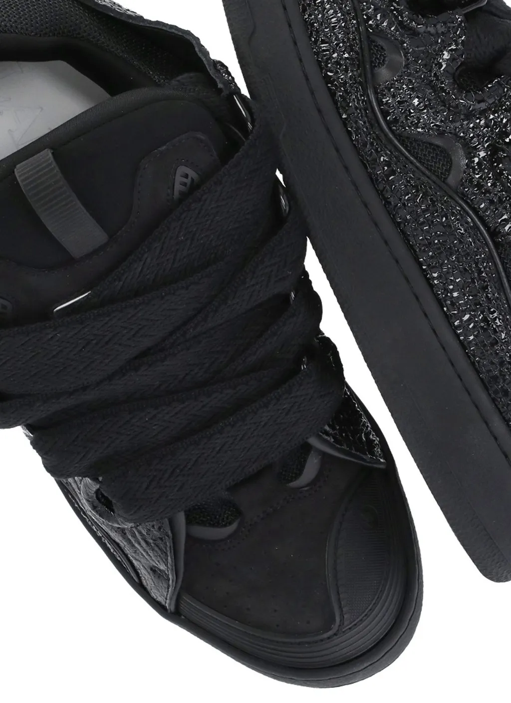 Lanvin Curb Grain Lace-Up Sneakers
