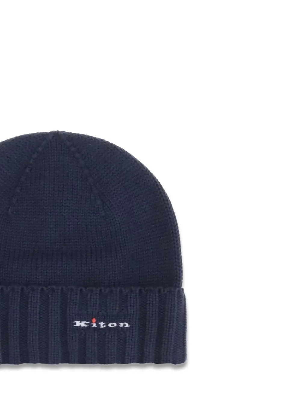 Kiton Logo Embroidered Ribbed-Knit Beanie