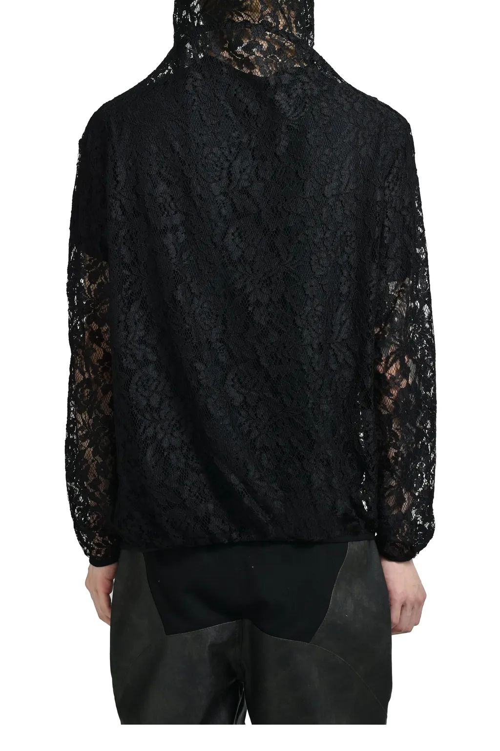 Draped Lace Hoodie / Black