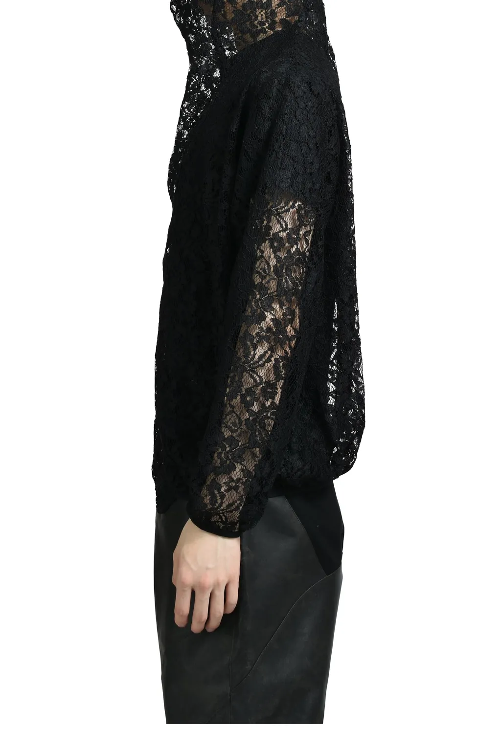 Draped Lace Hoodie / Black
