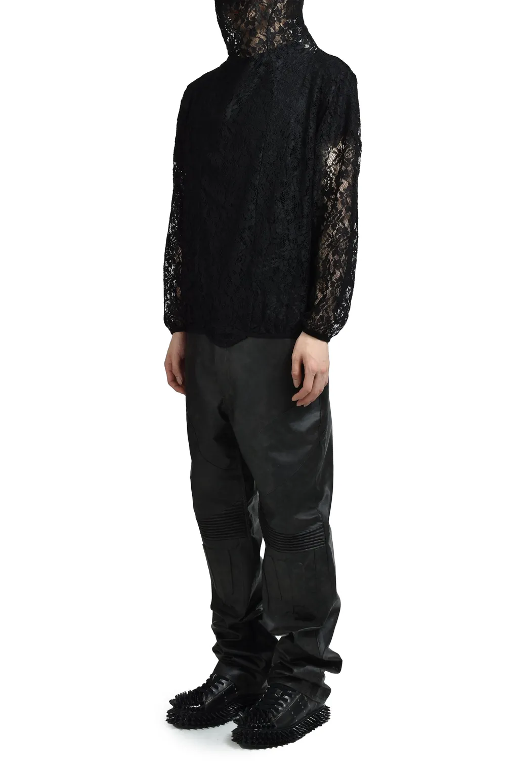 Draped Lace Hoodie / Black