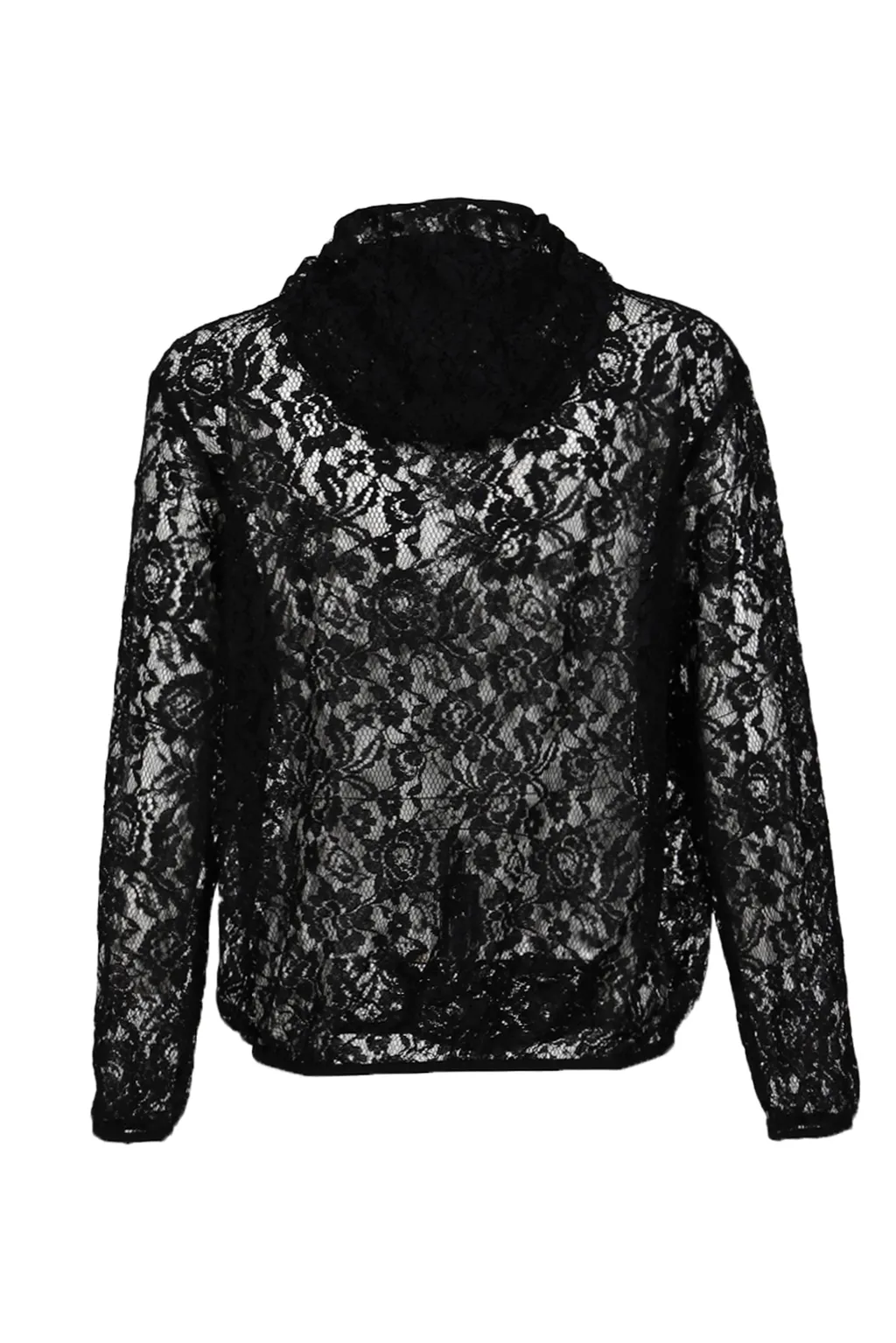 Draped Lace Hoodie / Black