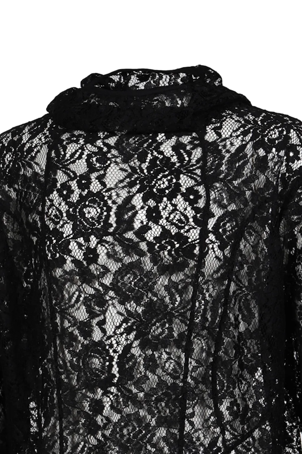 Draped Lace Hoodie / Black