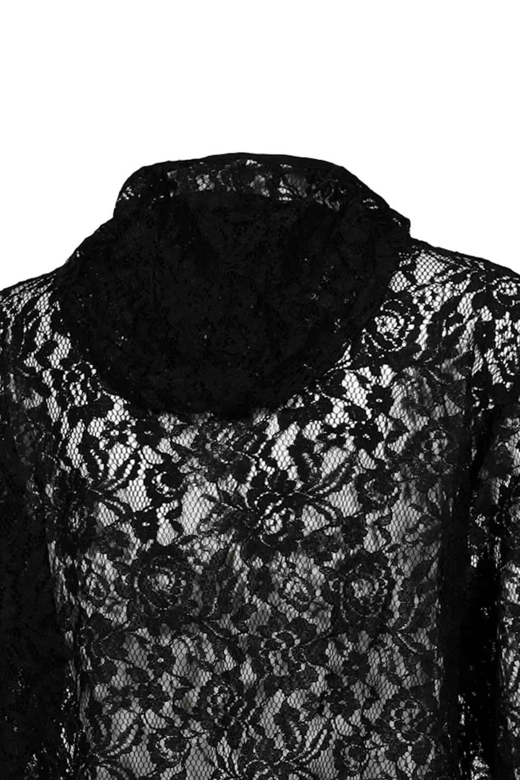 Draped Lace Hoodie / Black