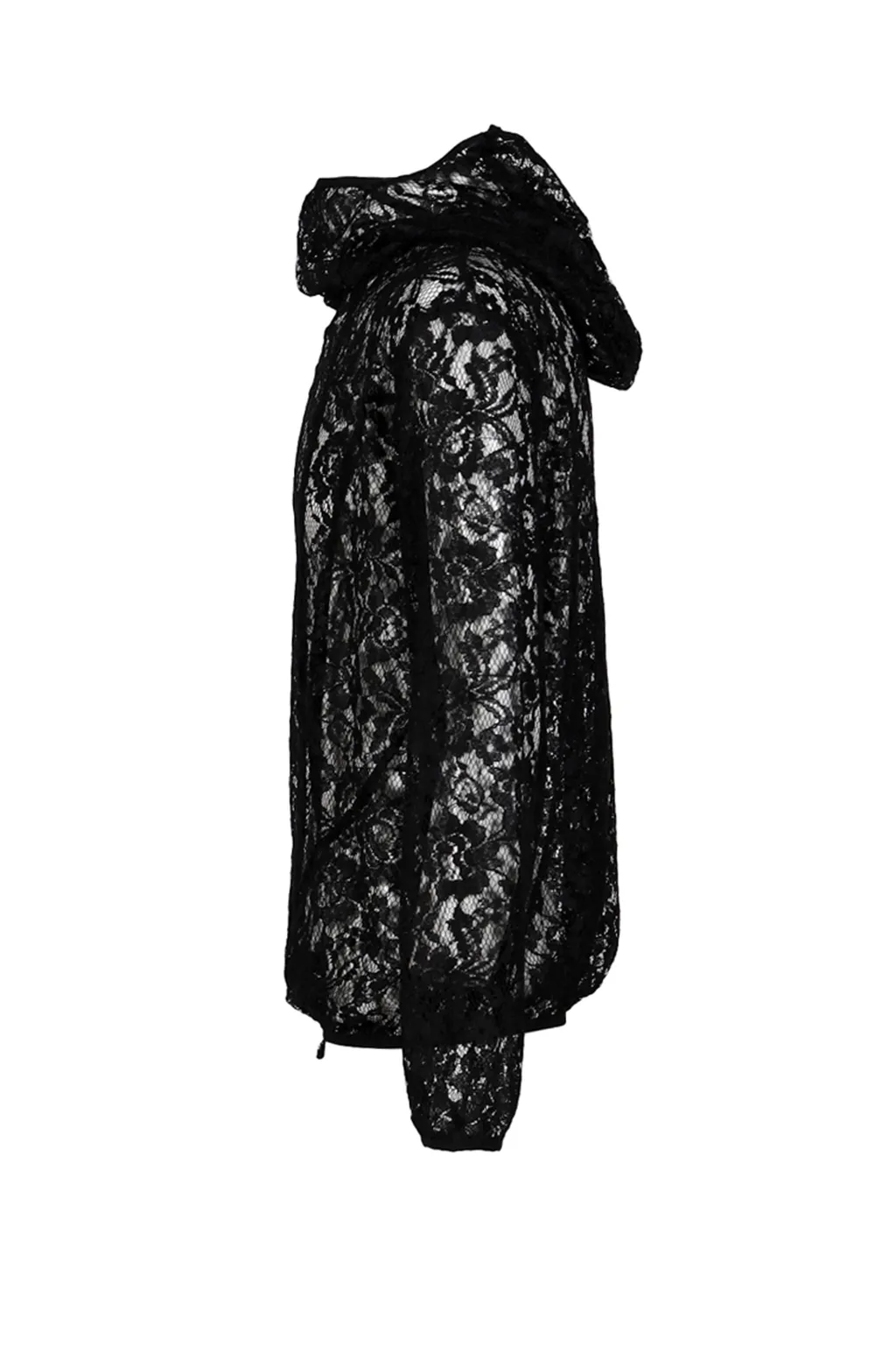Draped Lace Hoodie / Black