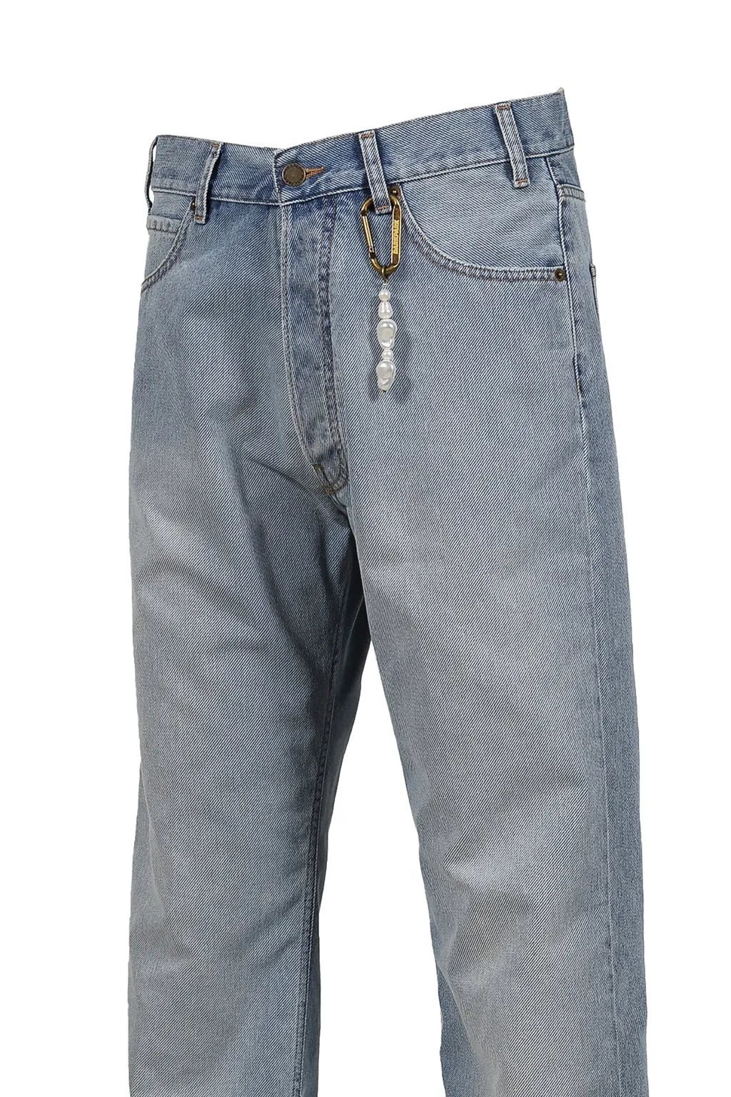 Edi - Nylon Infused Creased Straight-Leg Denim / Miami Light