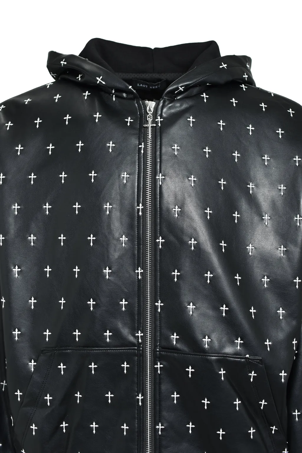 Allover Cross Zip-Up Hoodie / Blk