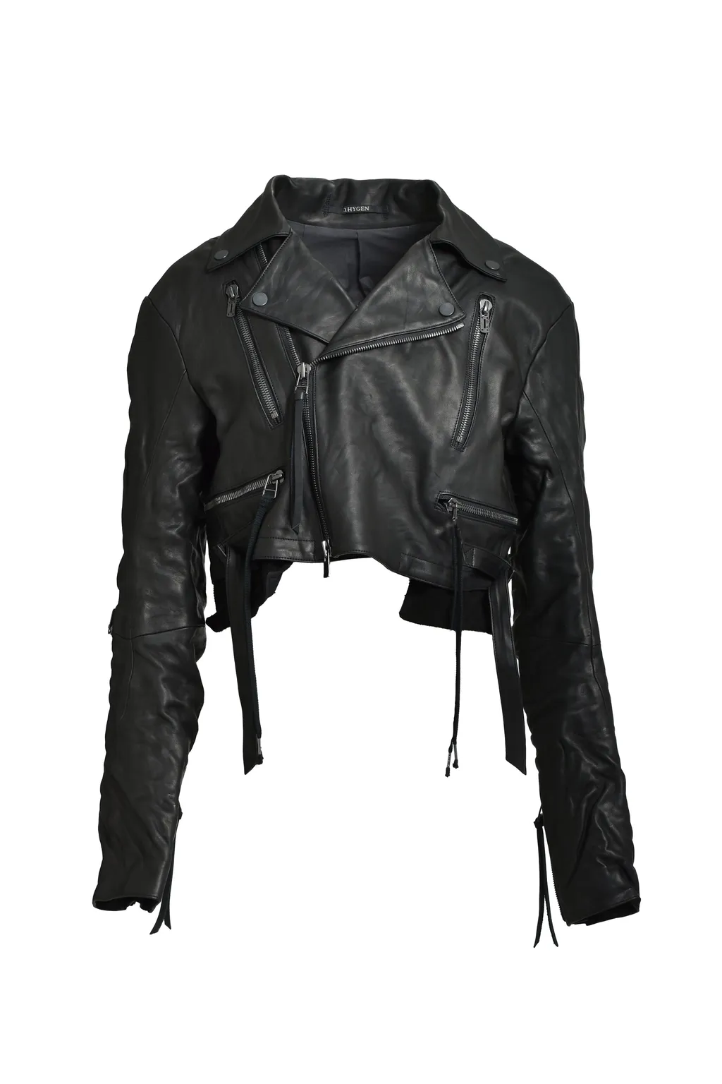 Horse Leather Cropped W Riders Jacket / Blk