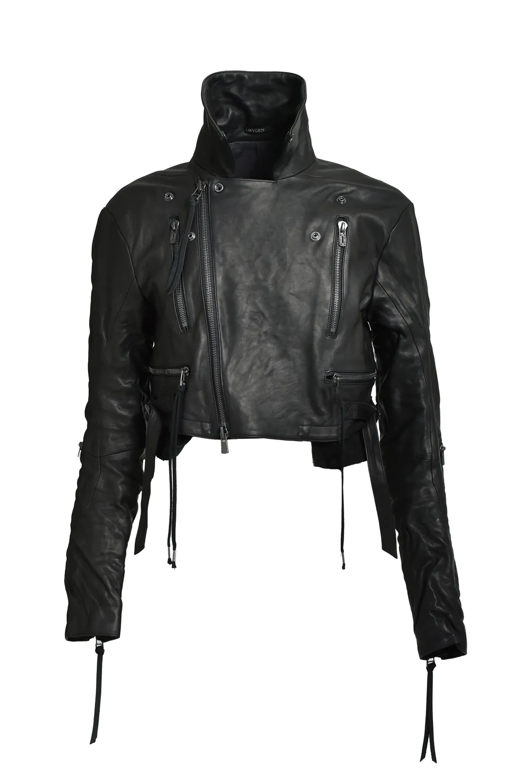 Horse Leather Cropped W Riders Jacket / Blk