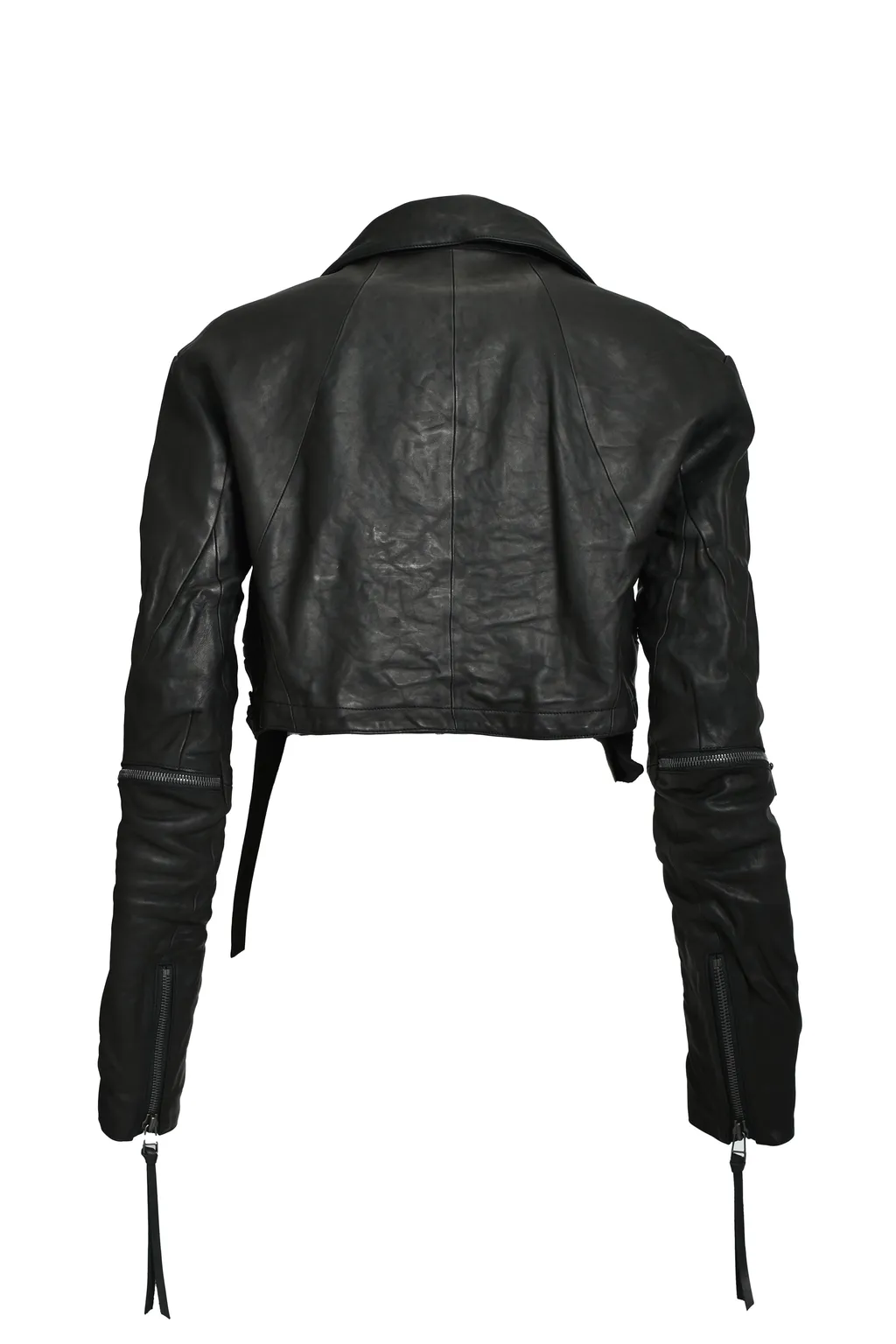 Horse Leather Cropped W Riders Jacket / Blk