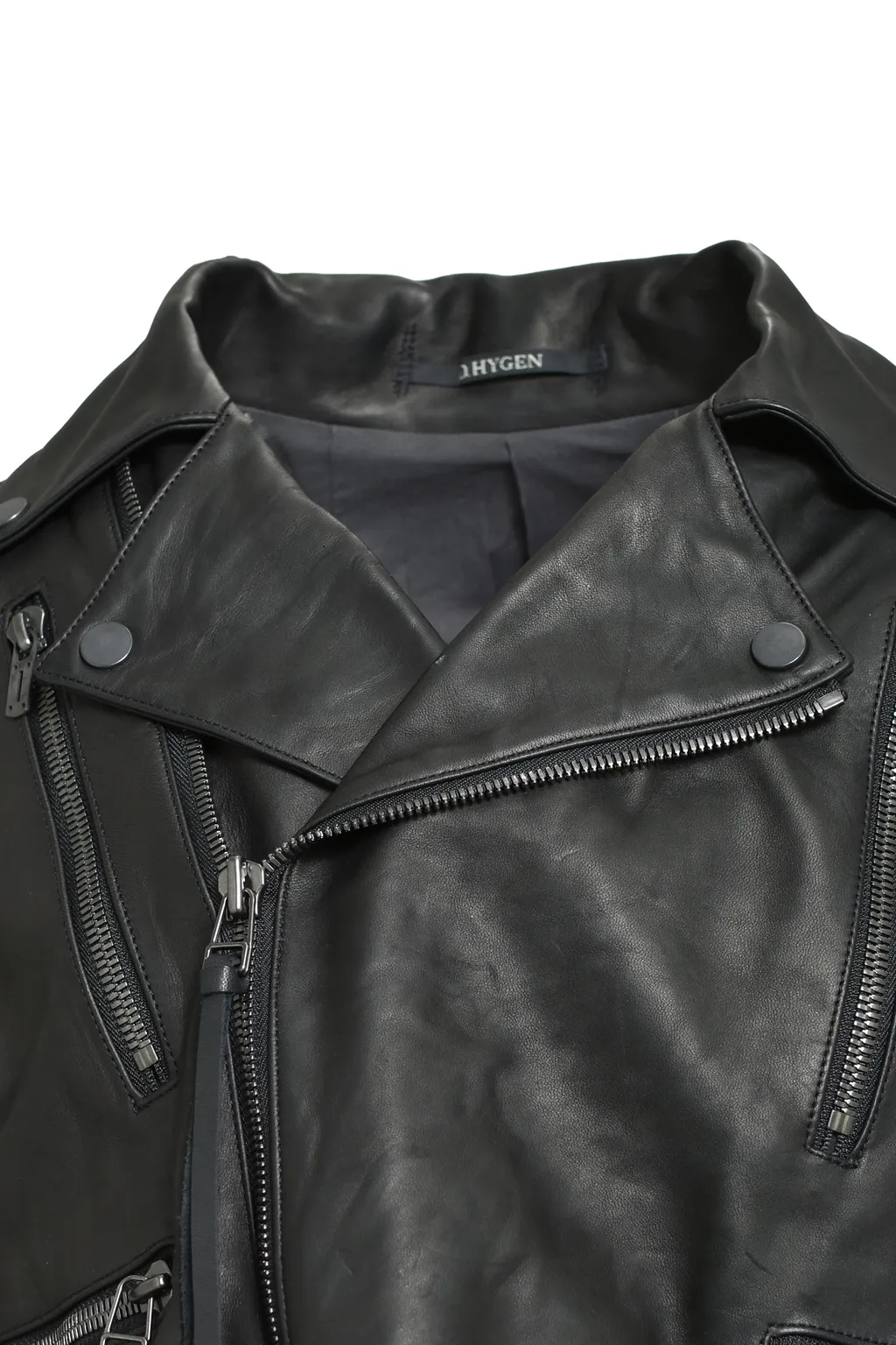 Horse Leather Cropped W Riders Jacket / Blk