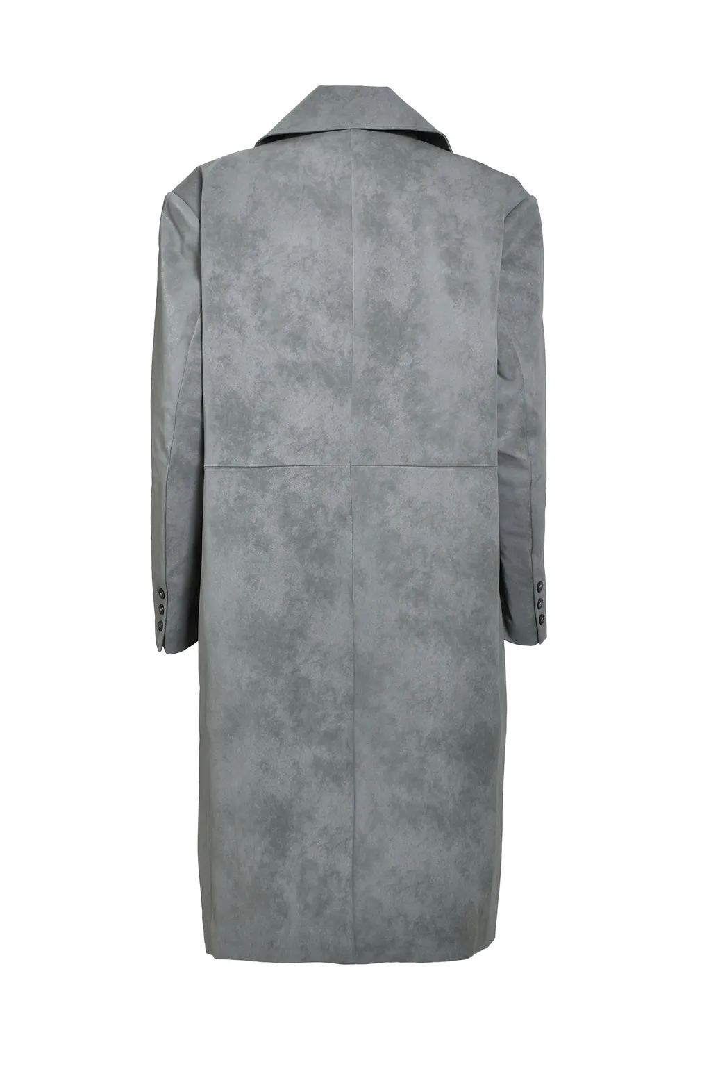 Faux Leather Double Breasted Coat / Gry