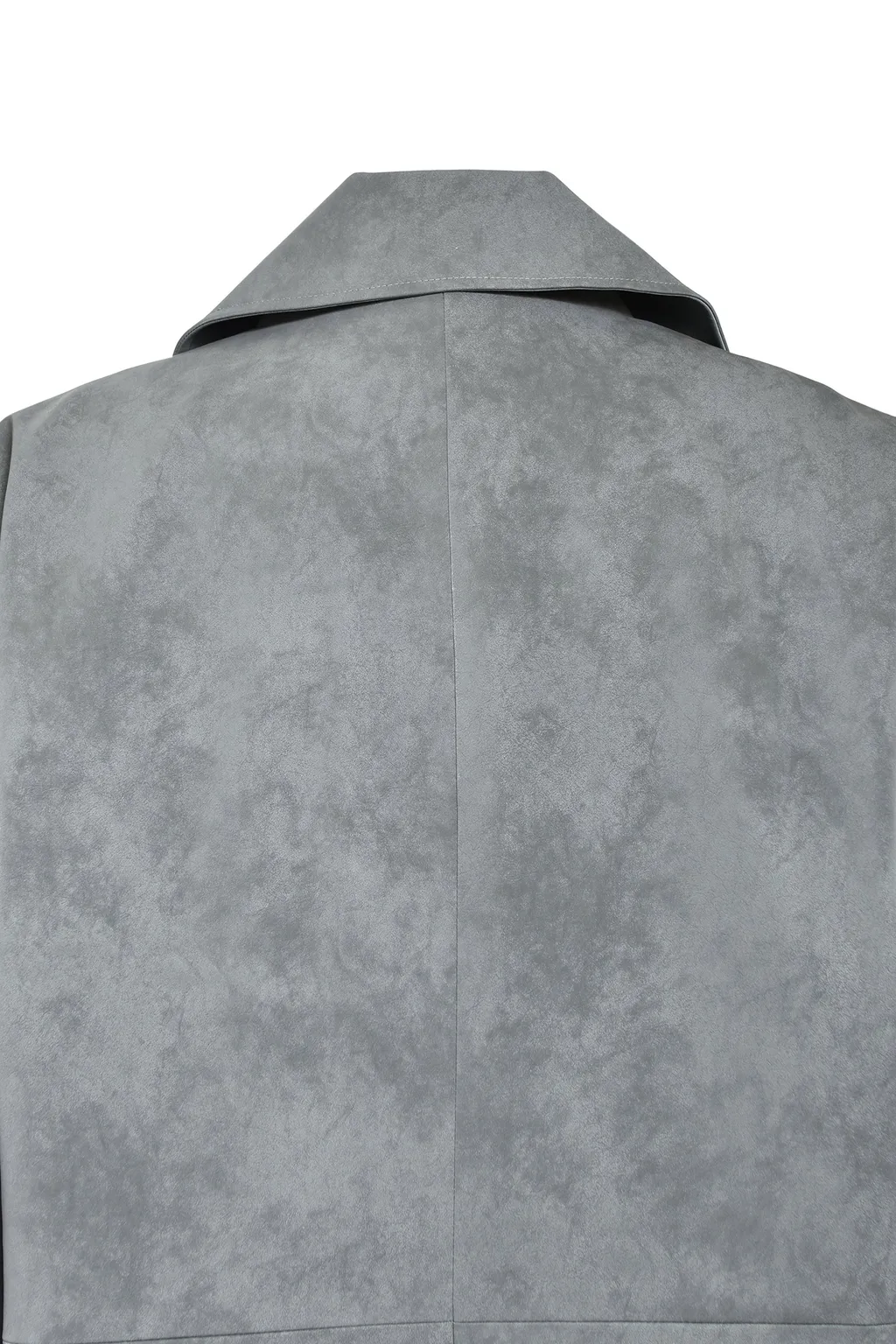 Faux Leather Double Breasted Coat / Gry