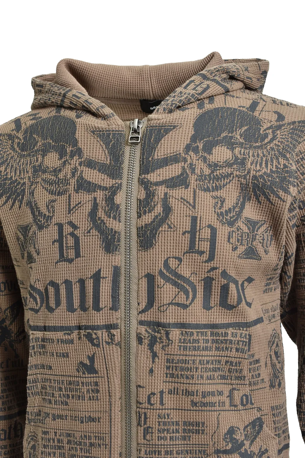 Skull Wash Waffle Zip Up Hoode / Brw