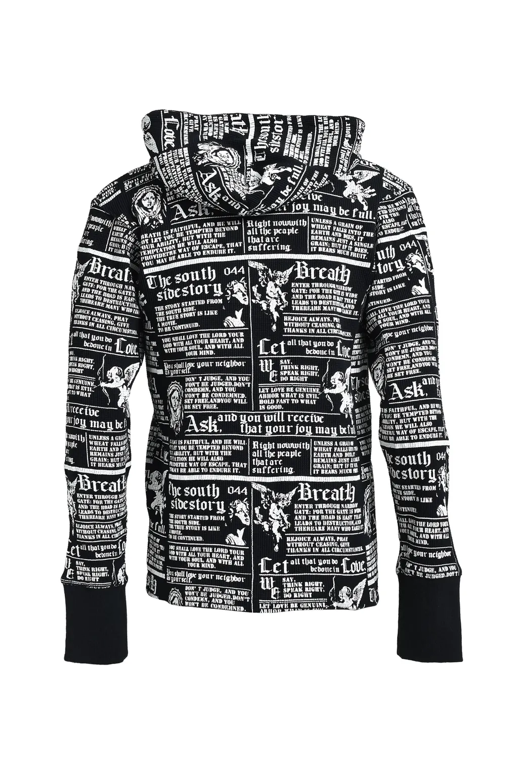 Skull Wash Waffle Zip Up Hoode / Blk