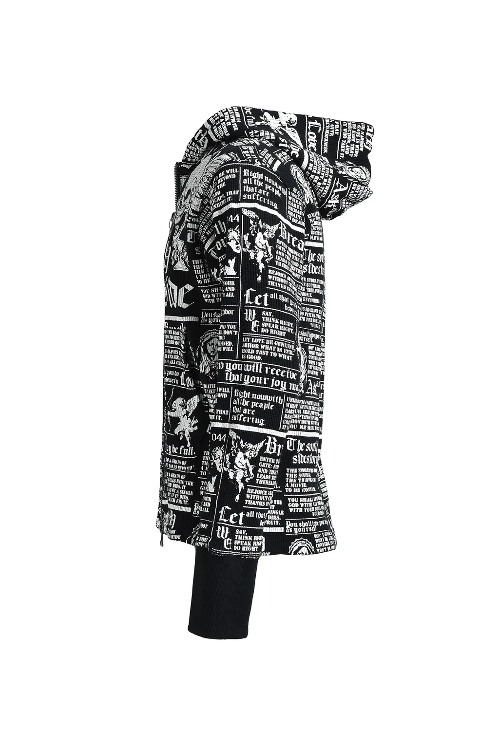 Skull Wash Waffle Zip Up Hoode / Blk