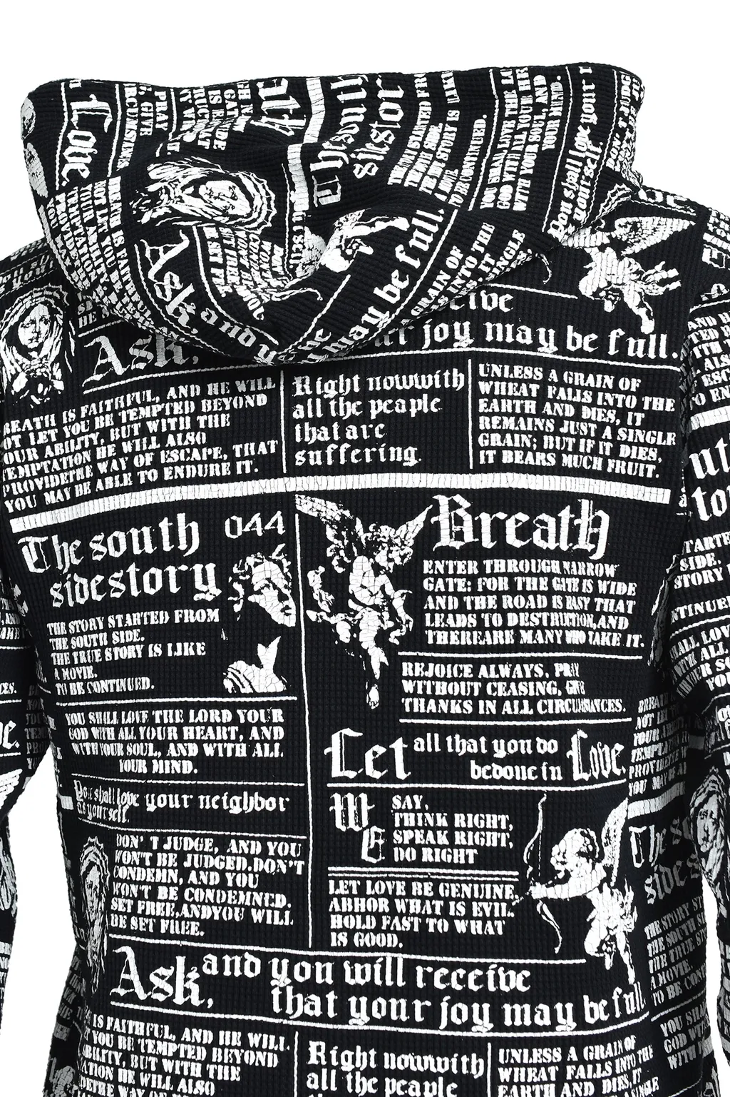 Skull Wash Waffle Zip Up Hoode / Blk