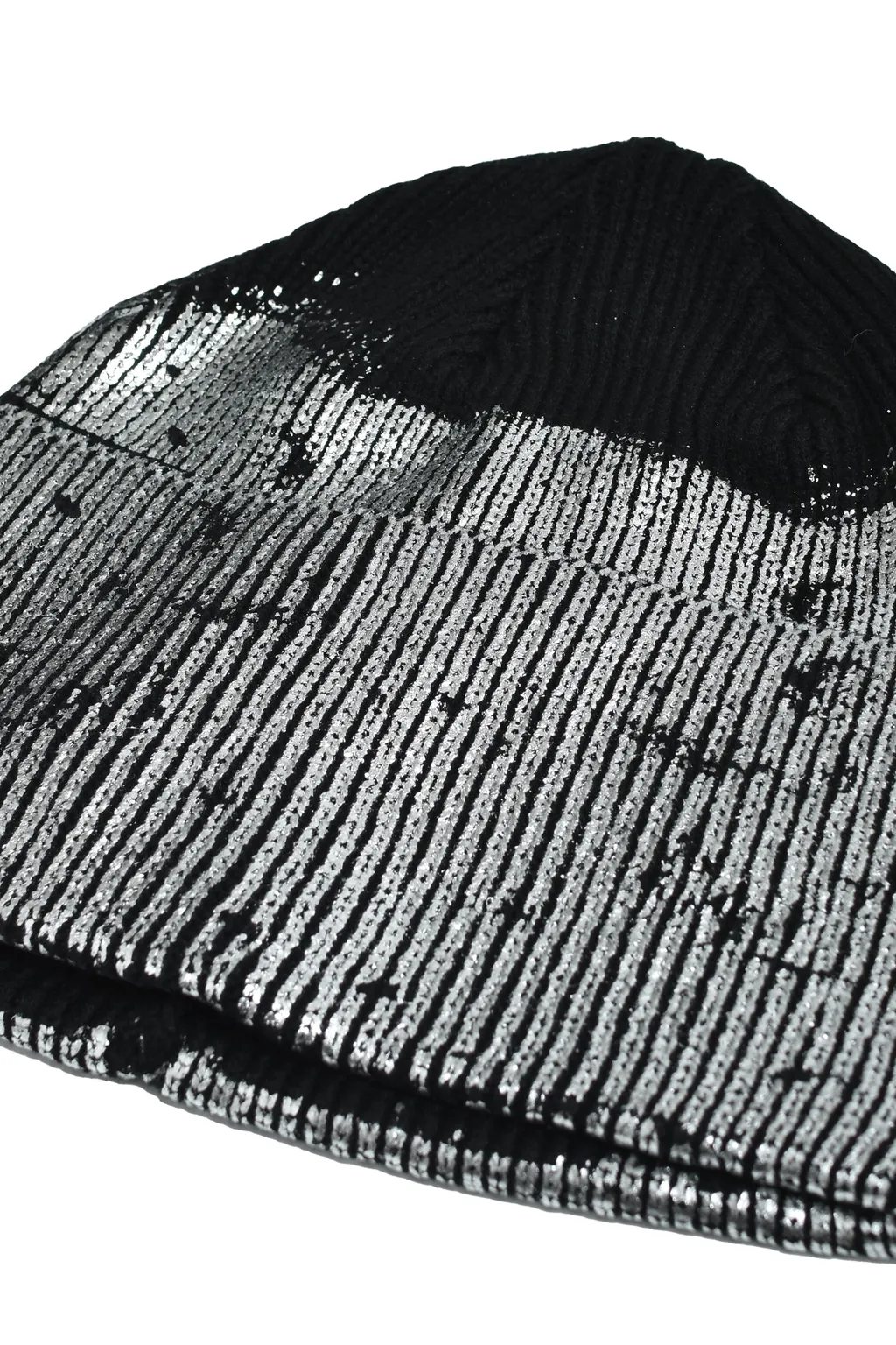 Foil Print Knit Cap / Black