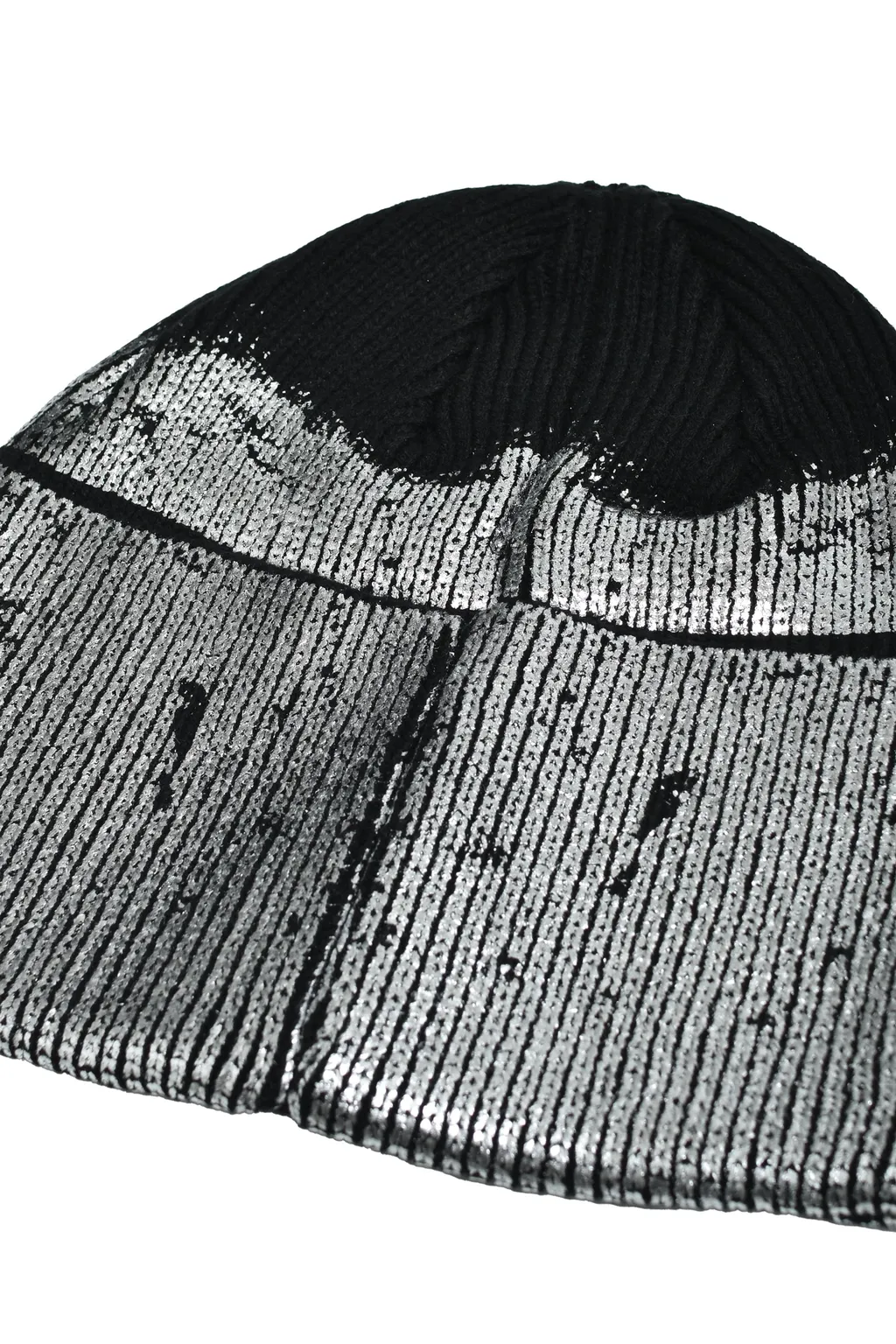 Foil Print Knit Cap / Black