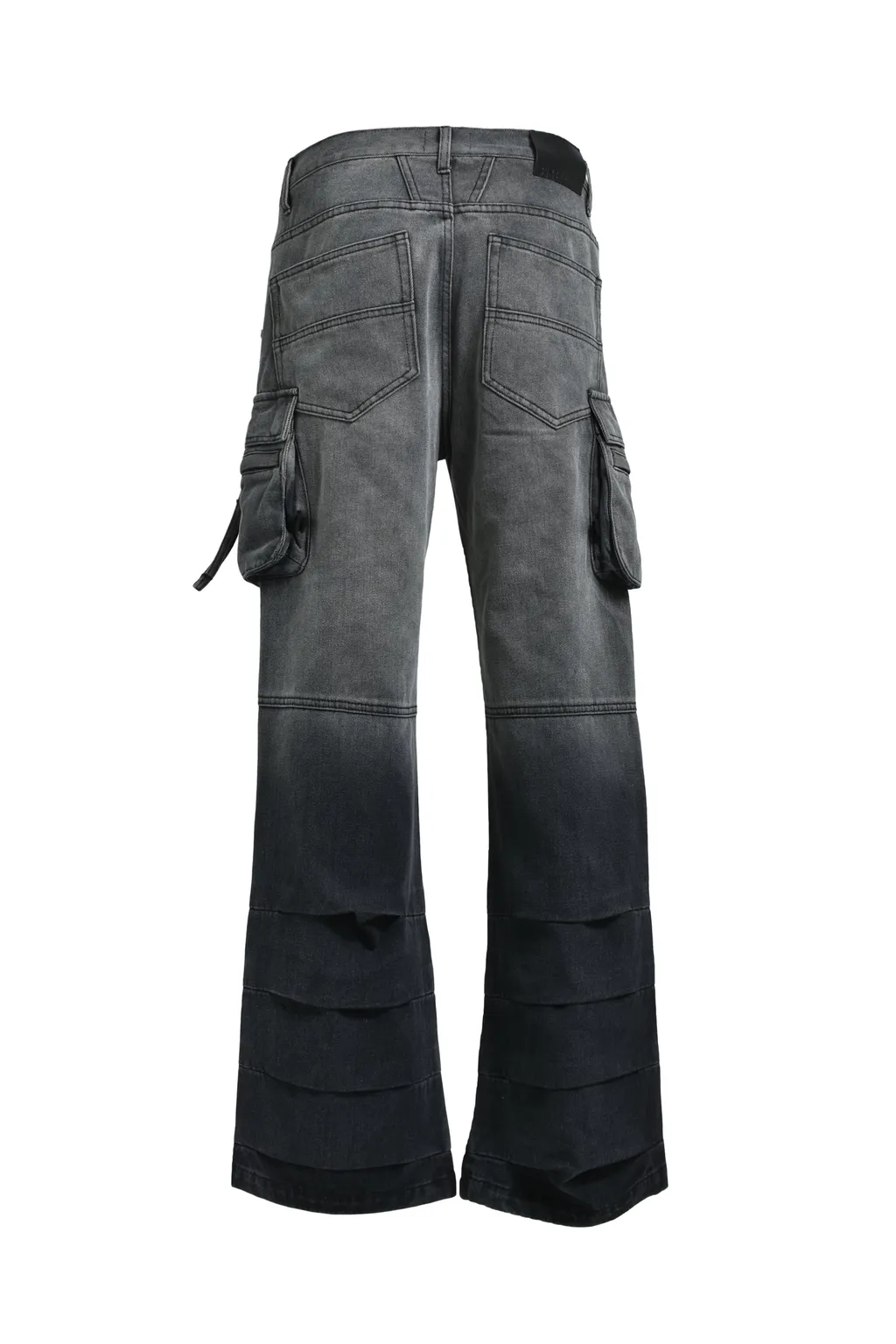 Bleach Double Knee Flare Denim / Blk