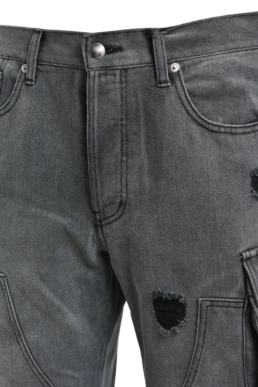 Bleach Double Knee Flare Denim / Blk