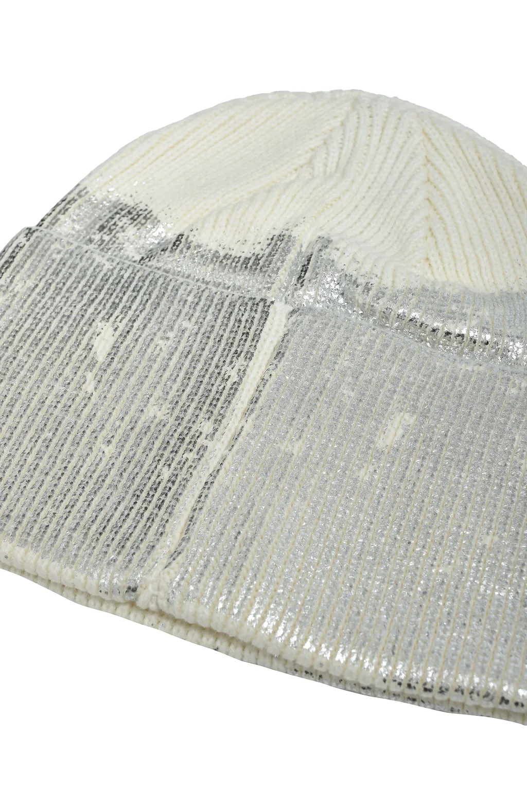 Foil Print Knit Cap / Wht