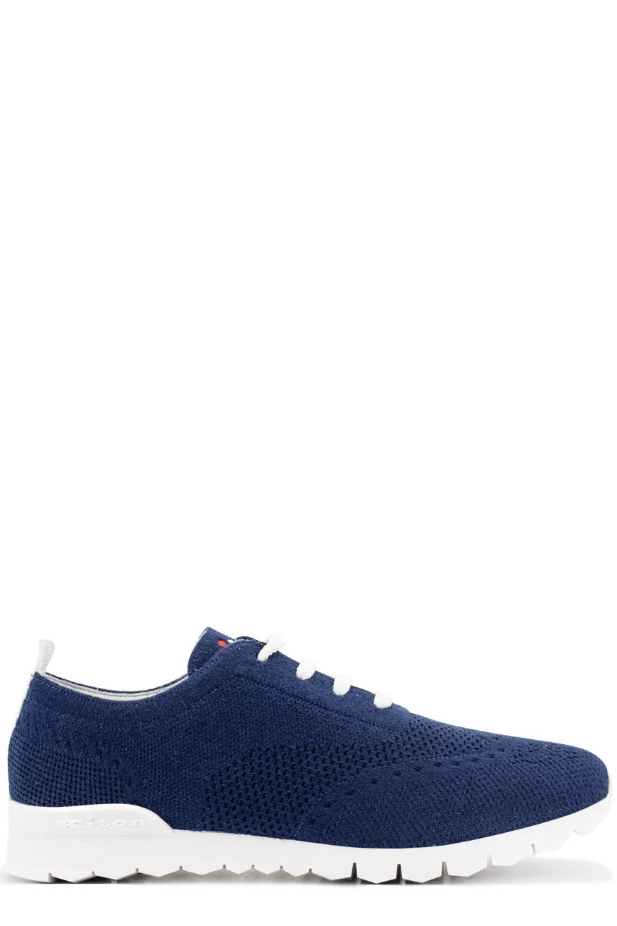 Kiton Logo Embroidered Mesh Sneakers