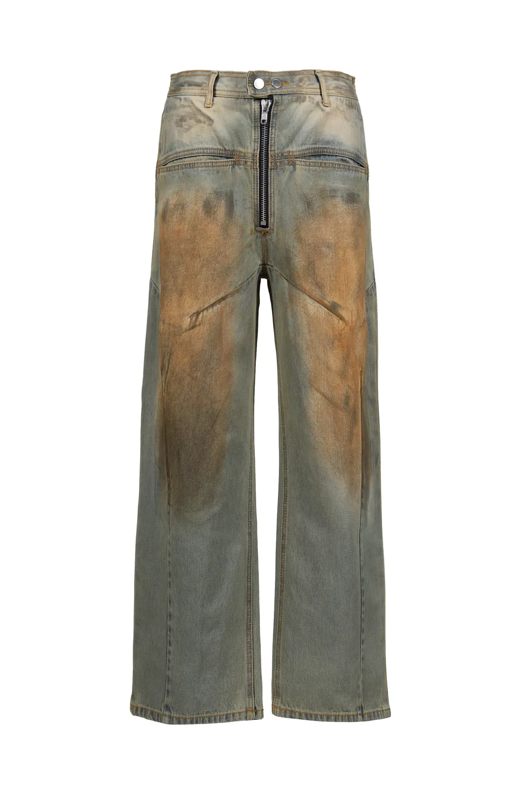 Front Zip Baggy Denim V2 / Dirty Washed Blu