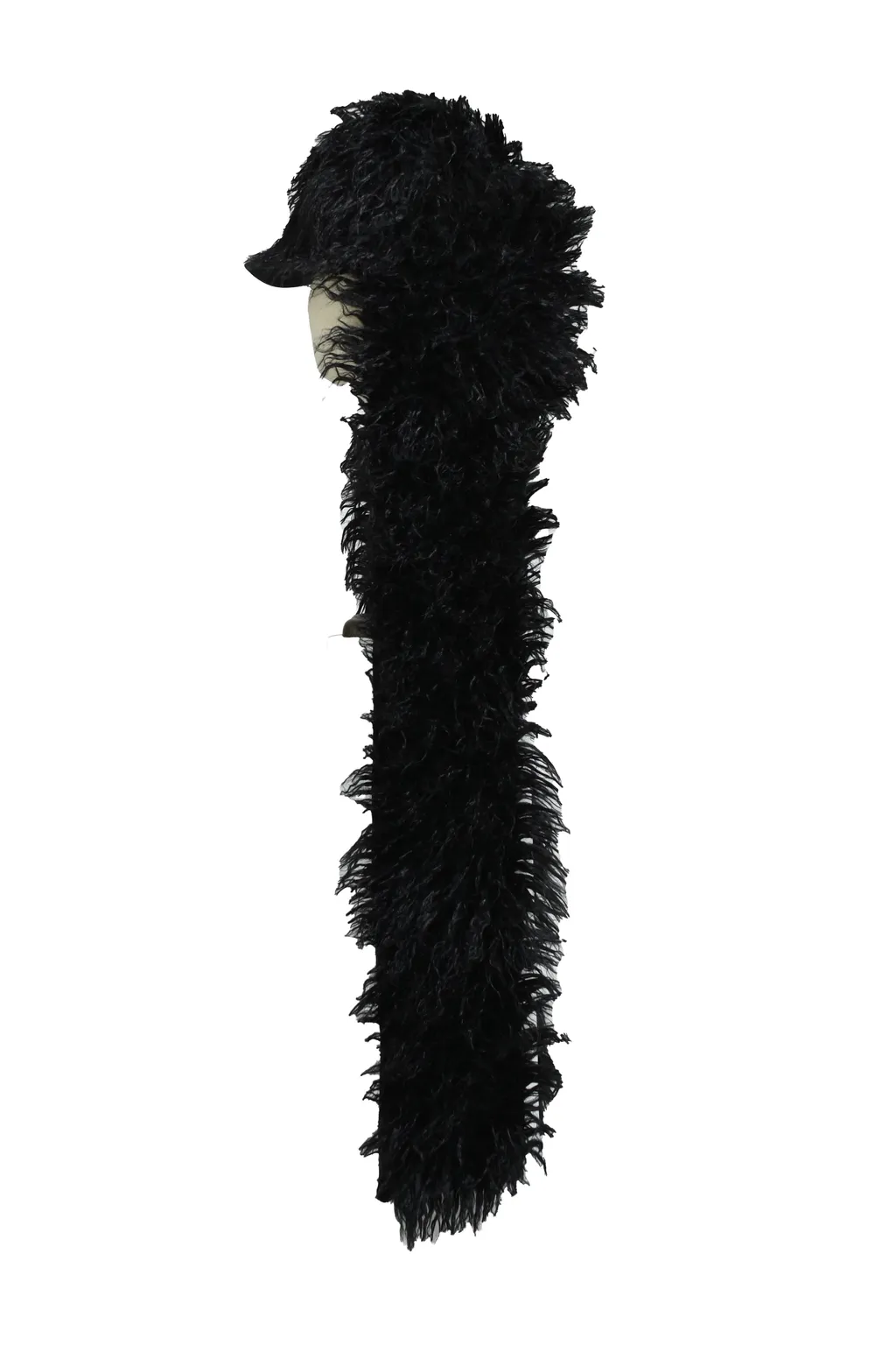 Hairy Fur Scarf Cap / Black