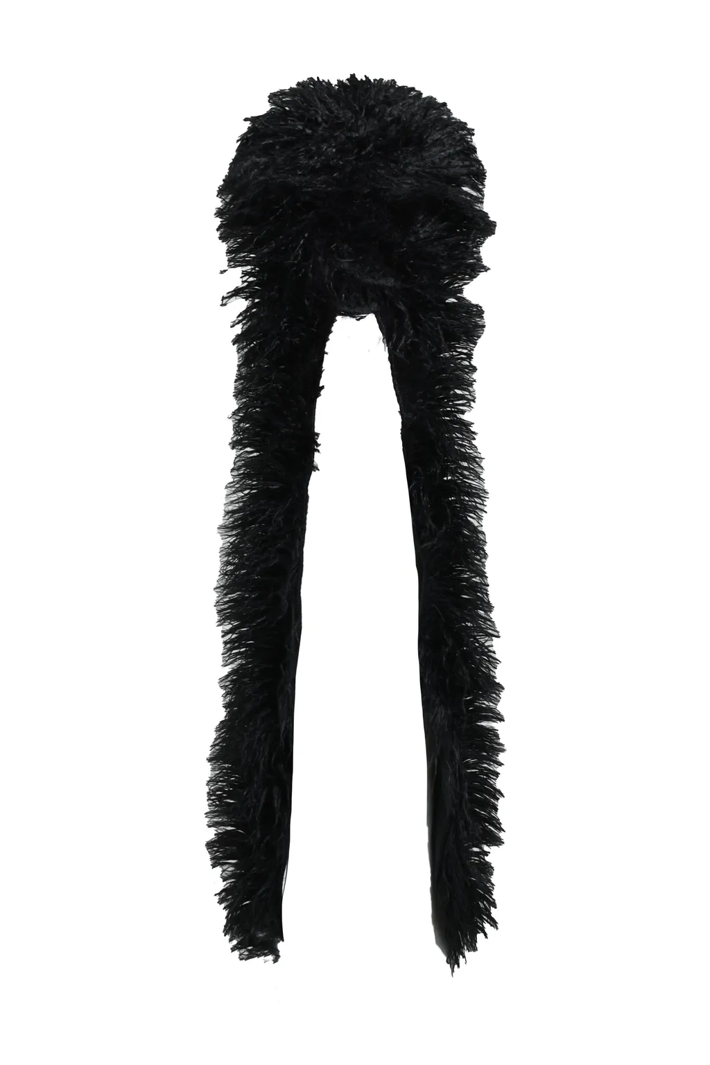 Hairy Fur Scarf Cap / Black