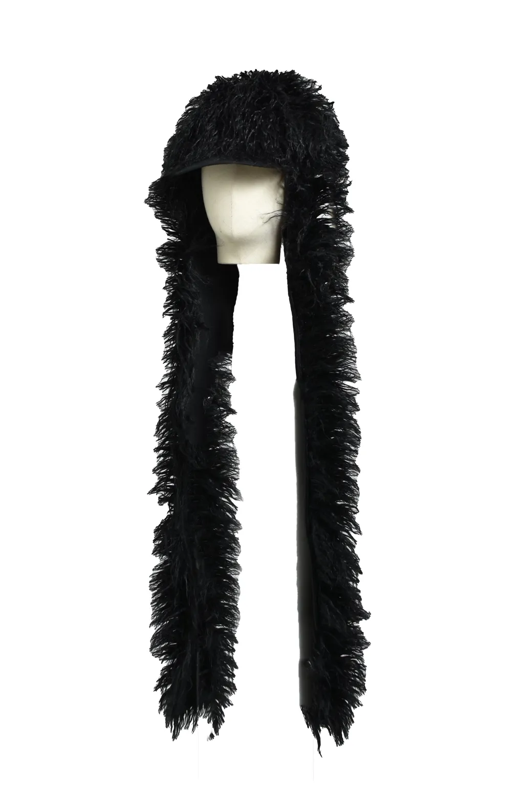 Hairy Fur Scarf Cap / Black