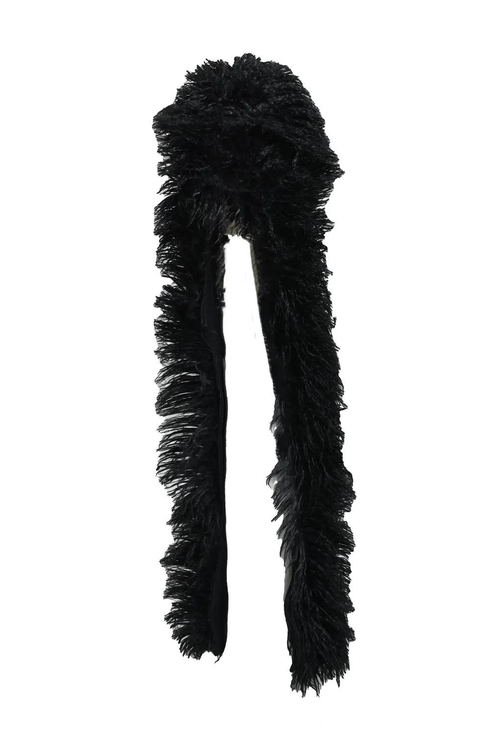 Hairy Fur Scarf Cap / Black