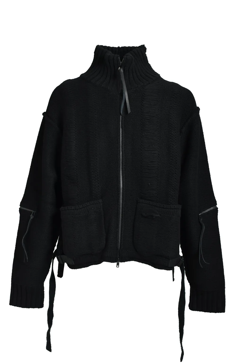 Damage Stripe Knit Cropped Jacket / Blk