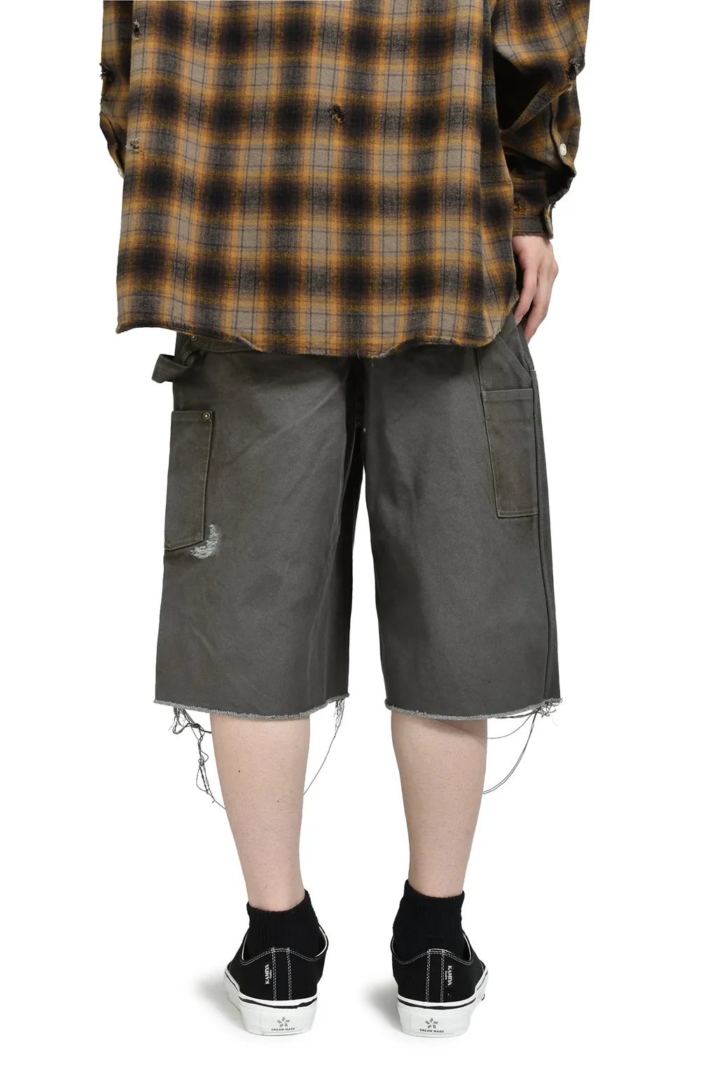 Boro Duck Painter Wide Bermuda Pants / Gry
