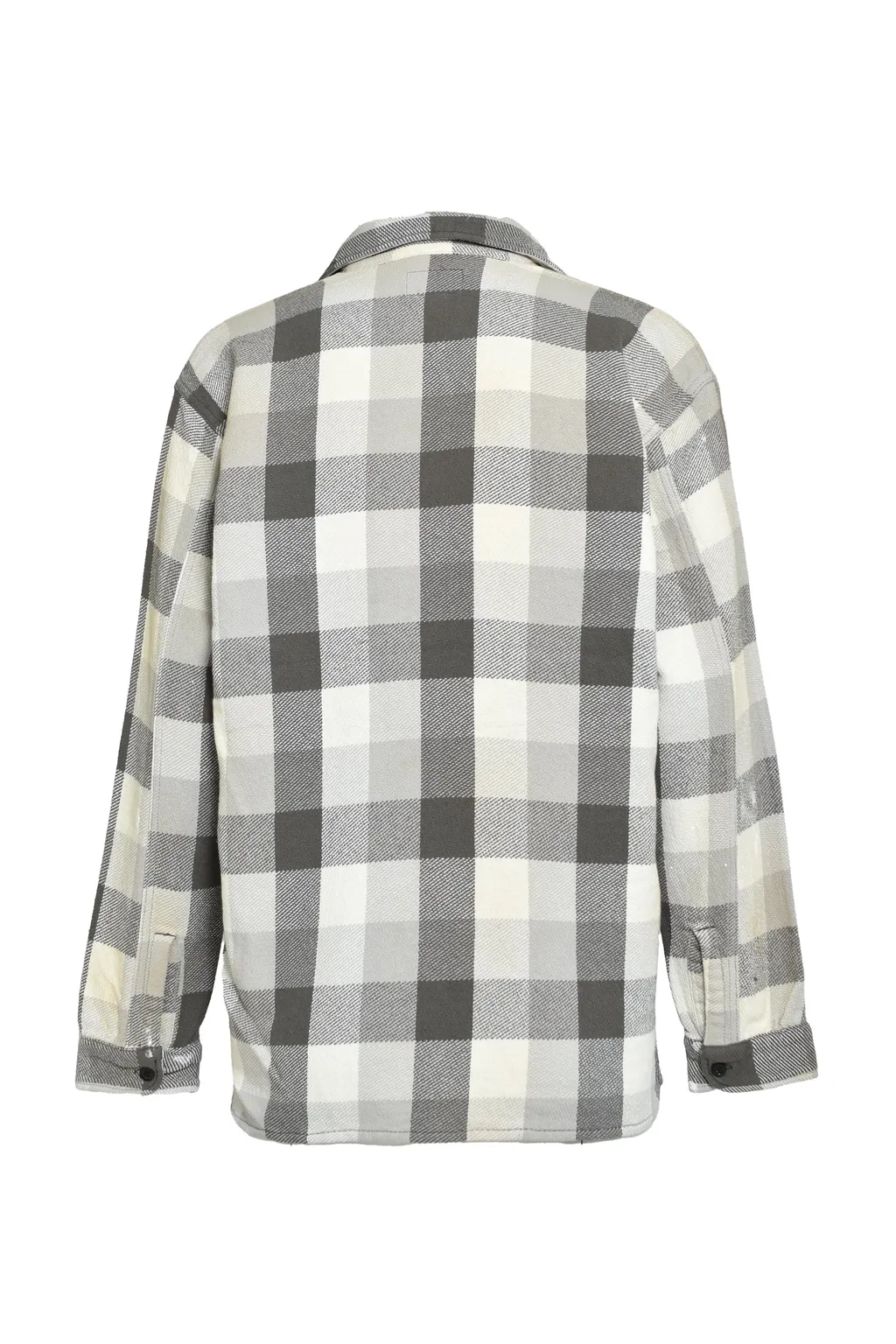 Damaged And Stained Flannel Shirt / Aged Gry×Wht